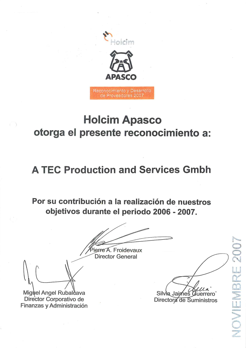 Holcim Apasco Supplier of the Year